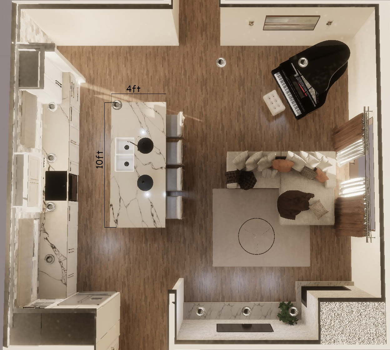 Top-Down rendering of the space